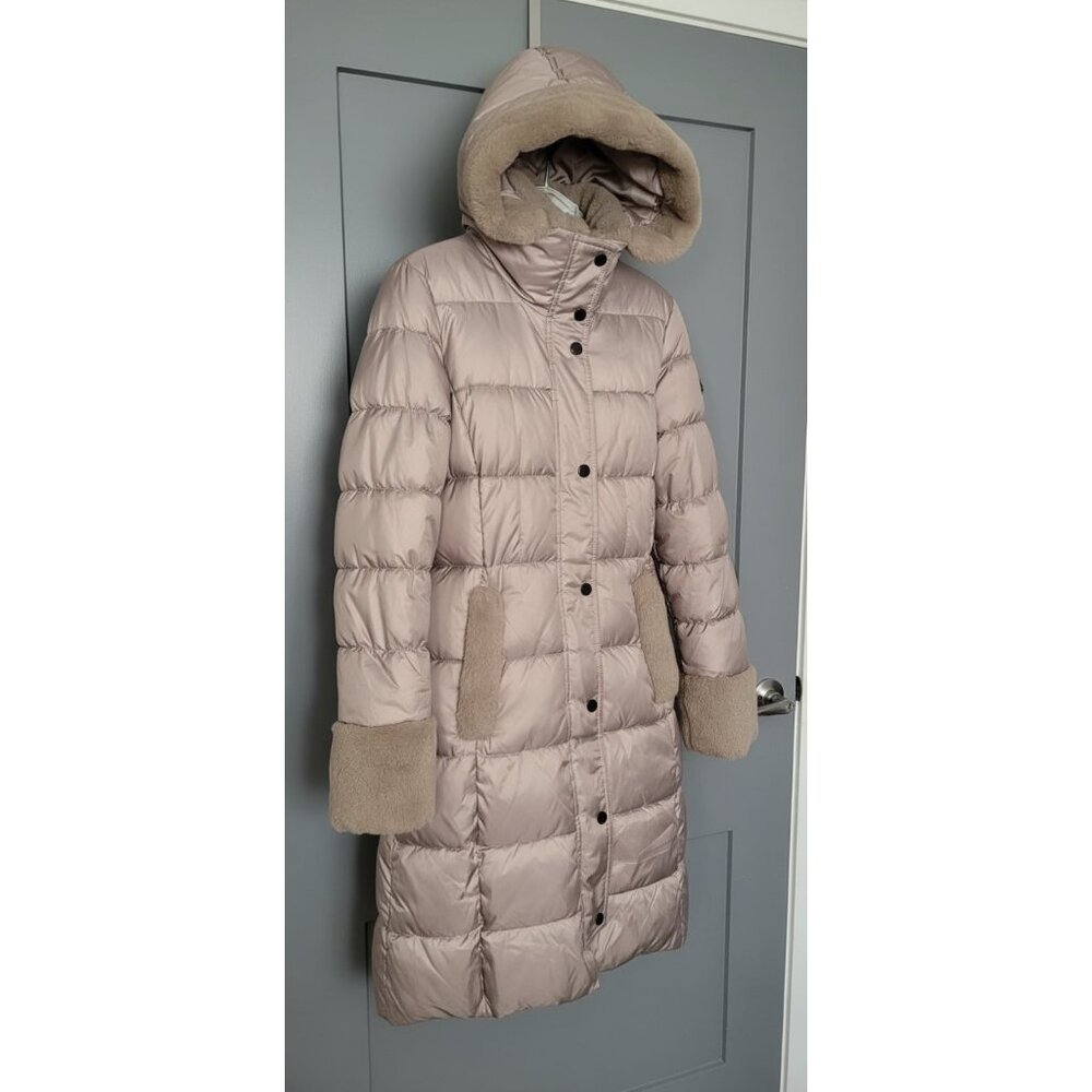 Long Puffer Coat with Fur‎ Trim and Hood Laundry By Shelli Segal
